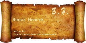 Boncz Henrik névjegykártya